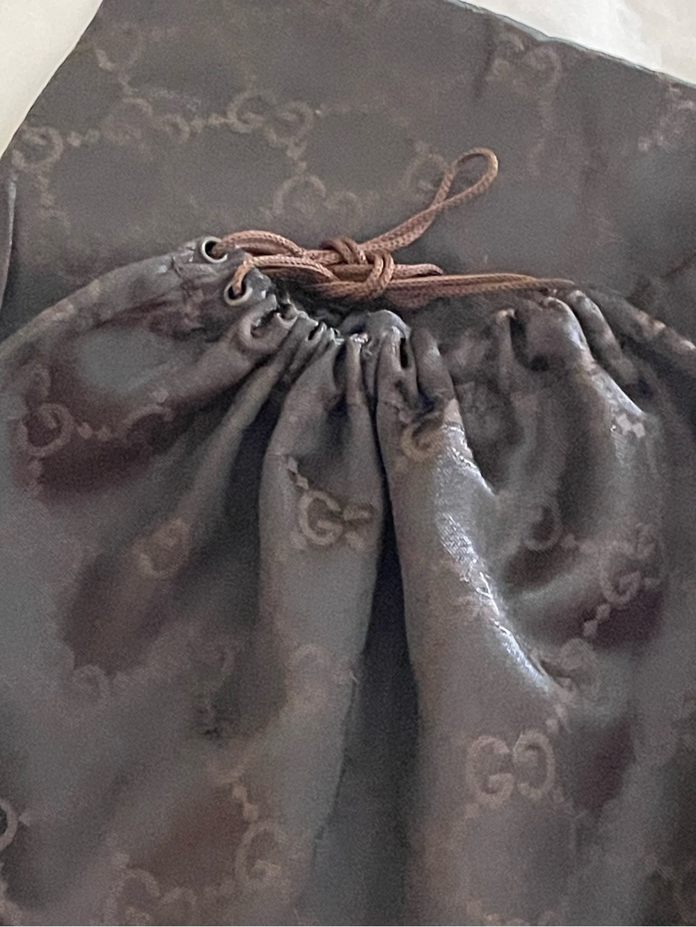 Vintage Gucci Dust Cover Bag Protector Brown Satin Monogram GG